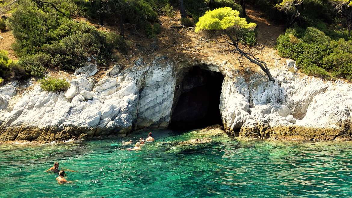 Blue Cave or Seal Cave at Skiathos